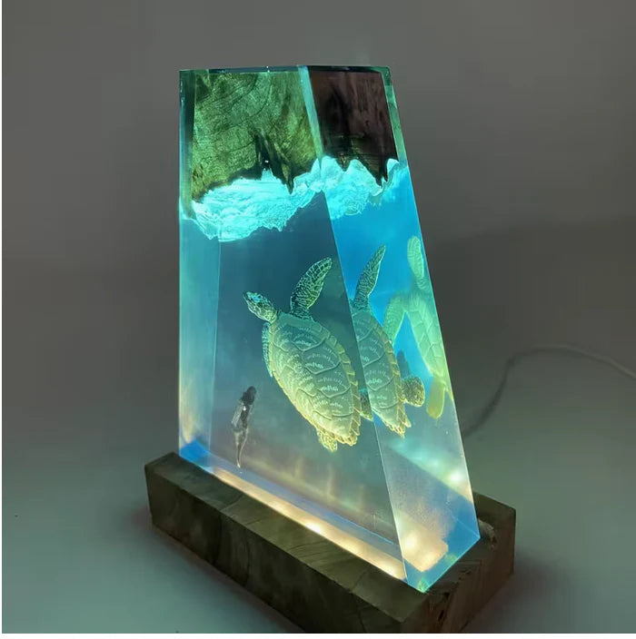 Large Turtle Resin Lamp