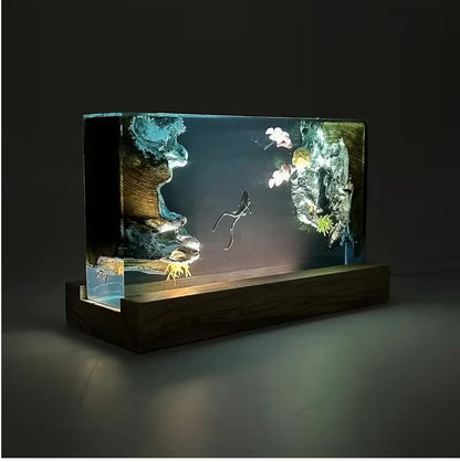 Scuba Diver and Fishes Resin Lamp