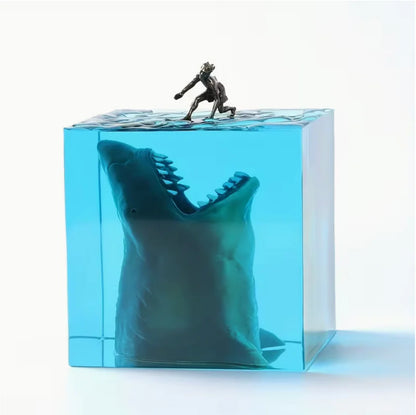 Shark Surfing Resin Lamp