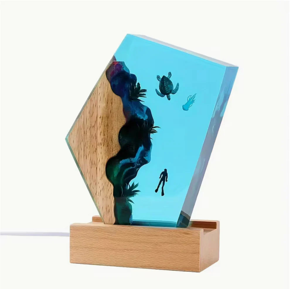 Turtle, Whale & Jellyfish Resin Lamp