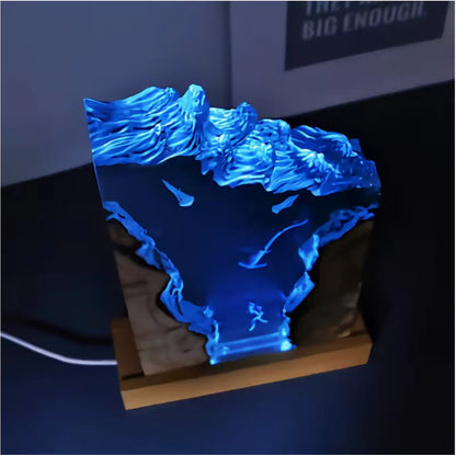 Whale and Diver Resin Lamp